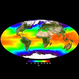 Thermal map of Earth's oceans